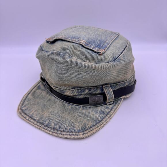 Free People Cadet Hat Womens Washed Denim Boho Western Leather Band Y2K 90s NEW main image 5